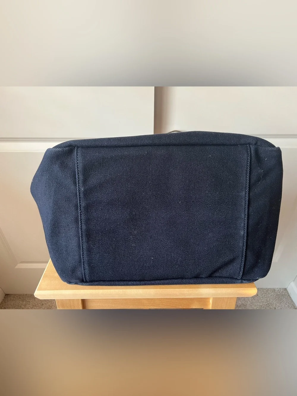 Banana Republic Navy Canvas Tote with Brown Leather Handles